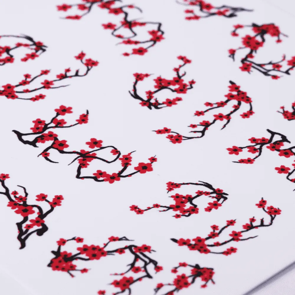 Red Cherry Blossoms Water Transfer - 1139P