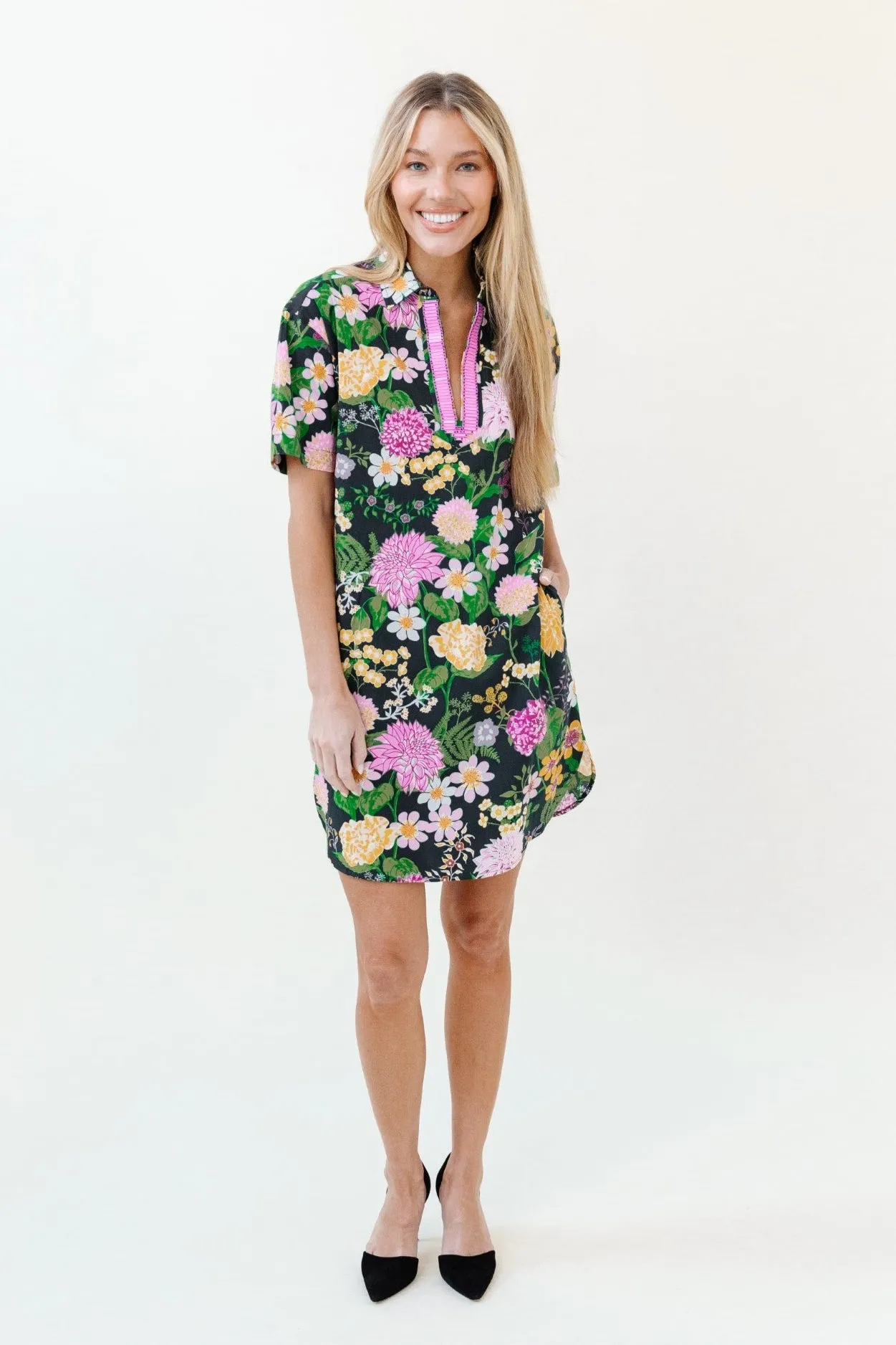 Rhodes Dress in Midnight Flourish