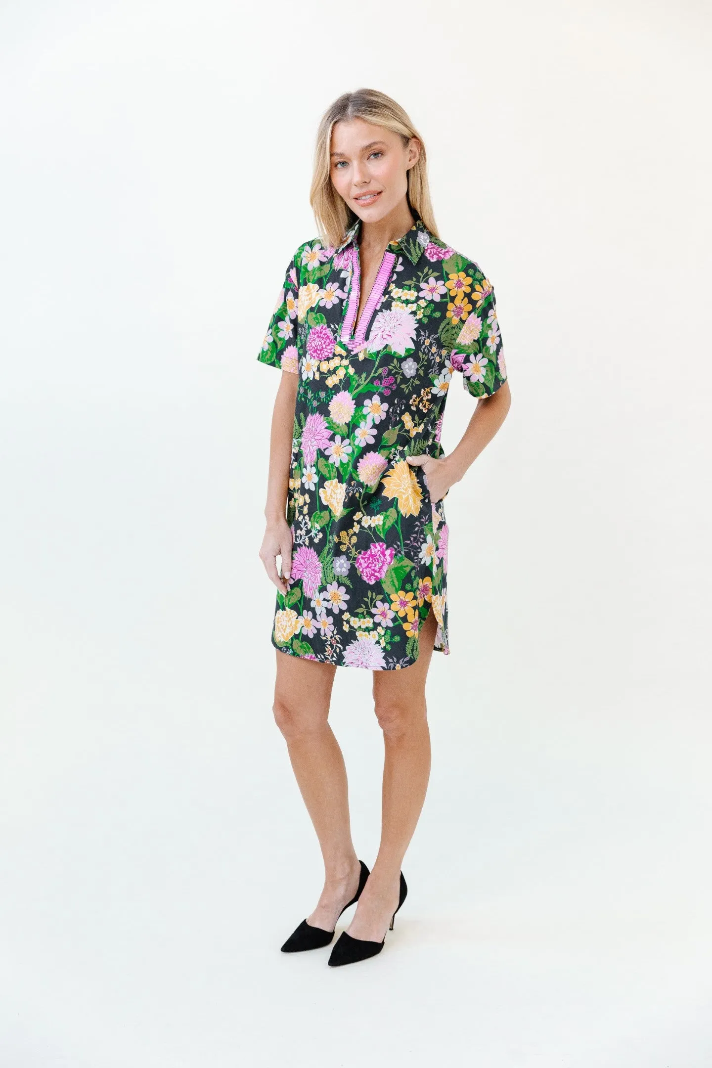 Rhodes Dress in Midnight Flourish