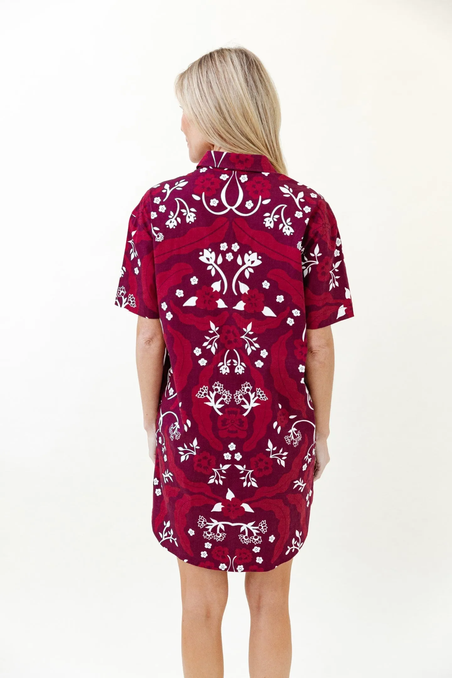 Rhodes Dress in Scarlet Brocade