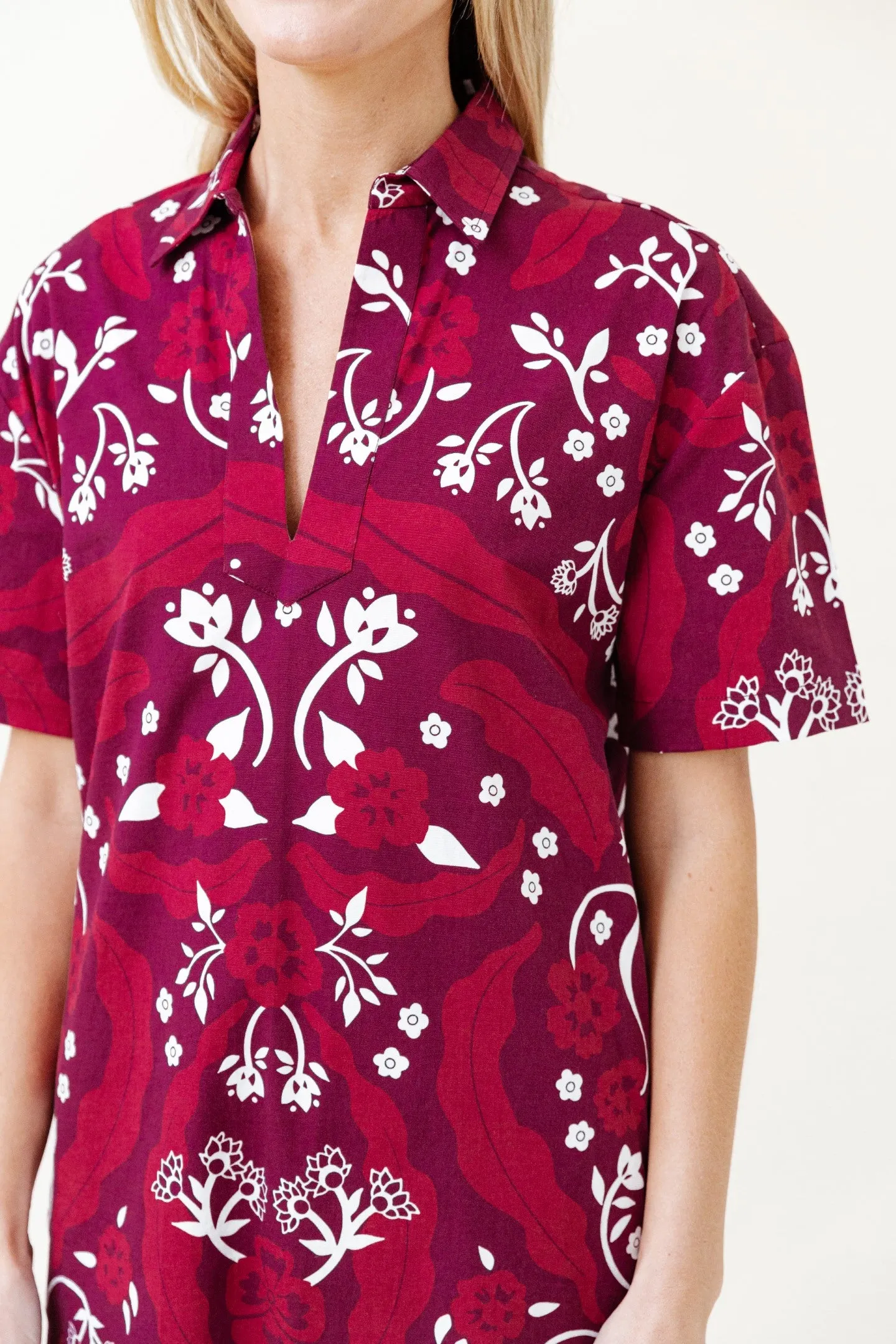 Rhodes Dress in Scarlet Brocade