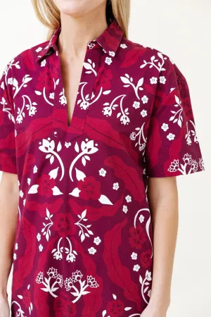 Rhodes Dress in Scarlet Brocade