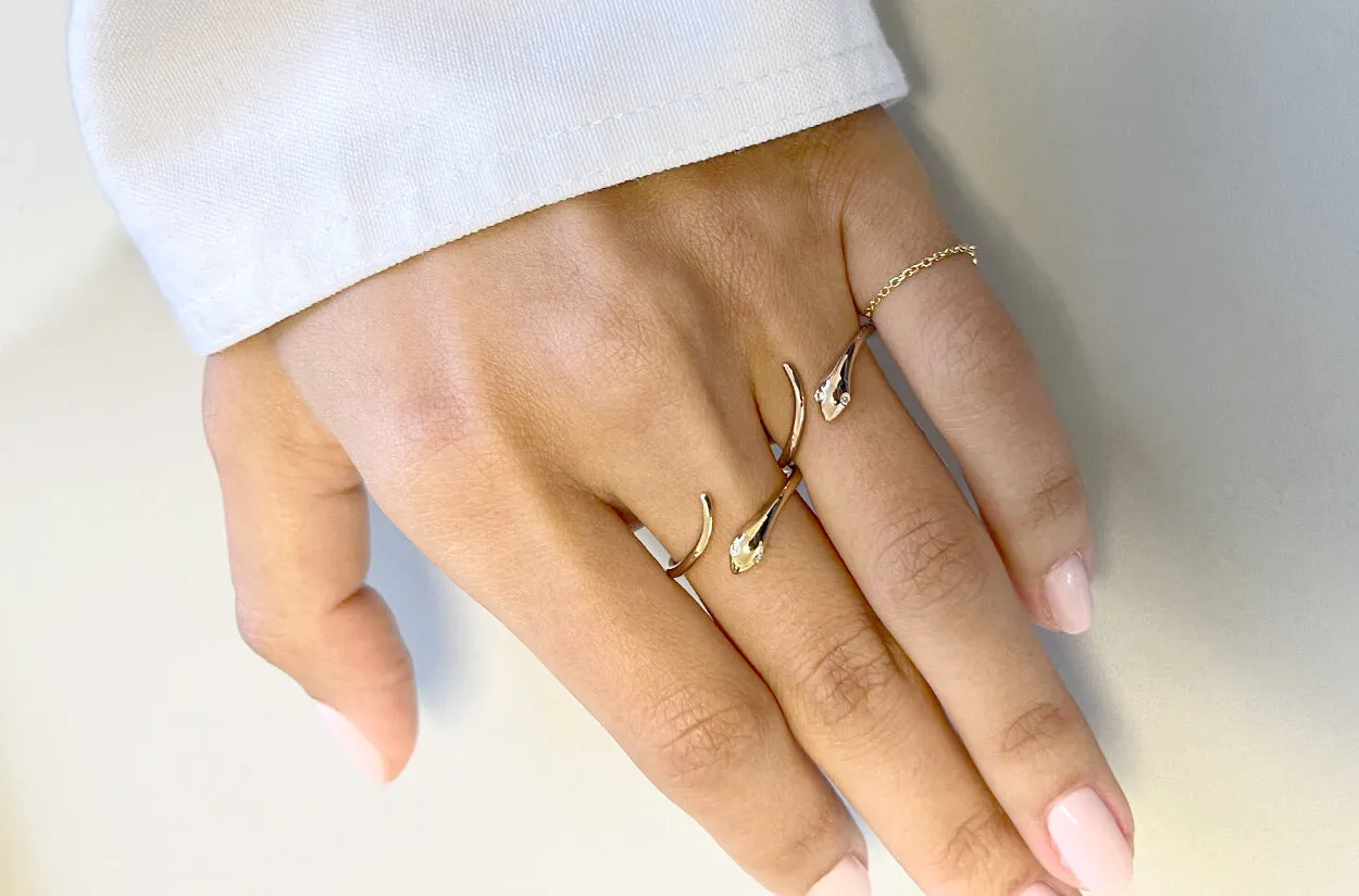 Ring 14kt Yellow Gold Snake & Diamonds Eyes