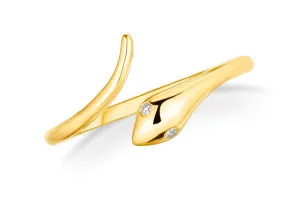 Ring 14kt Yellow Gold Snake & Diamonds Eyes
