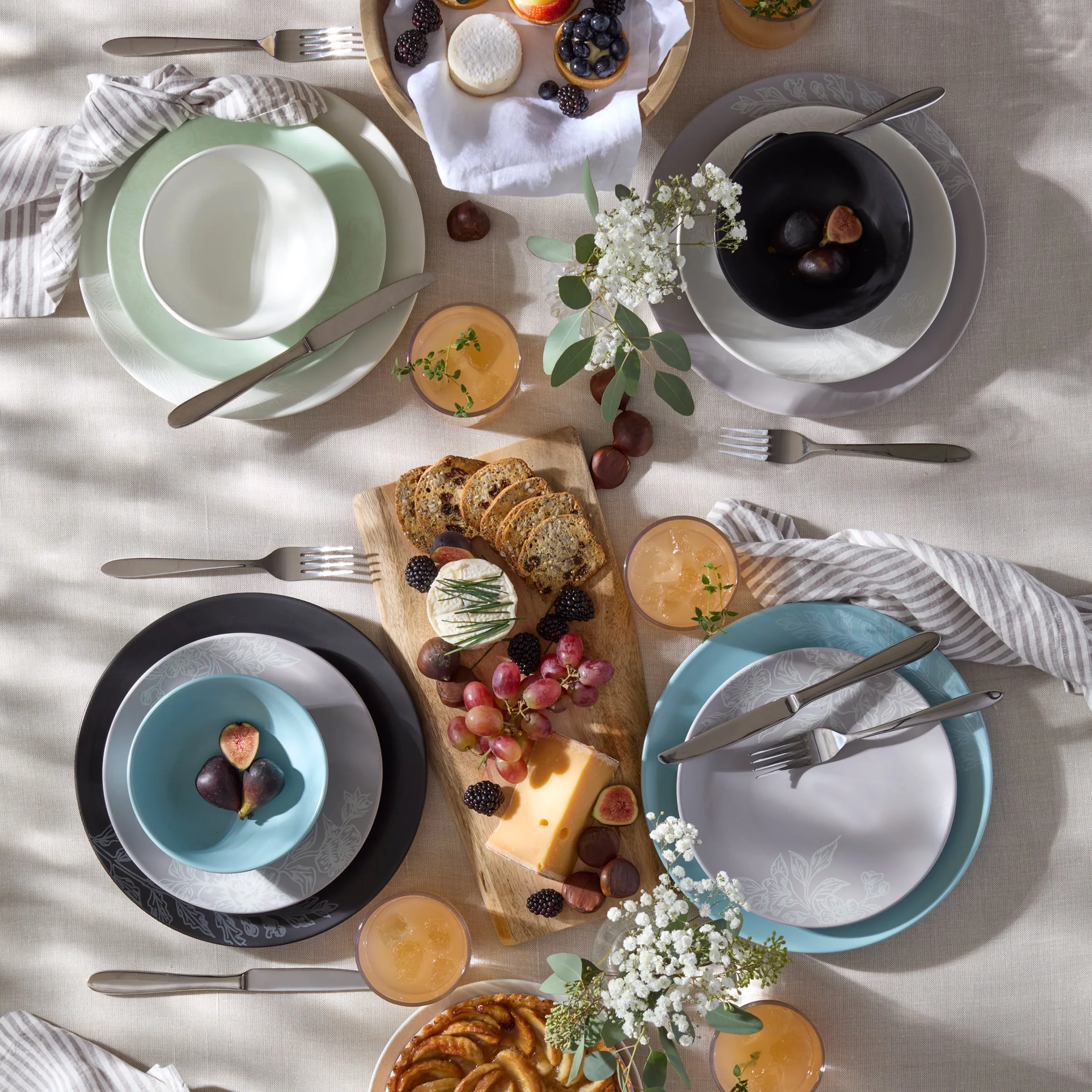 Roseto 12-Piece Dinnerware Set, French Blue
