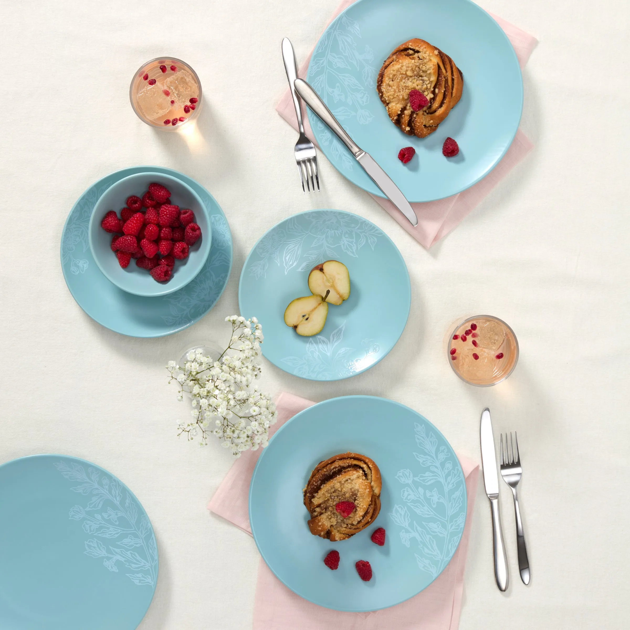 Roseto 12-Piece Dinnerware Set, French Blue