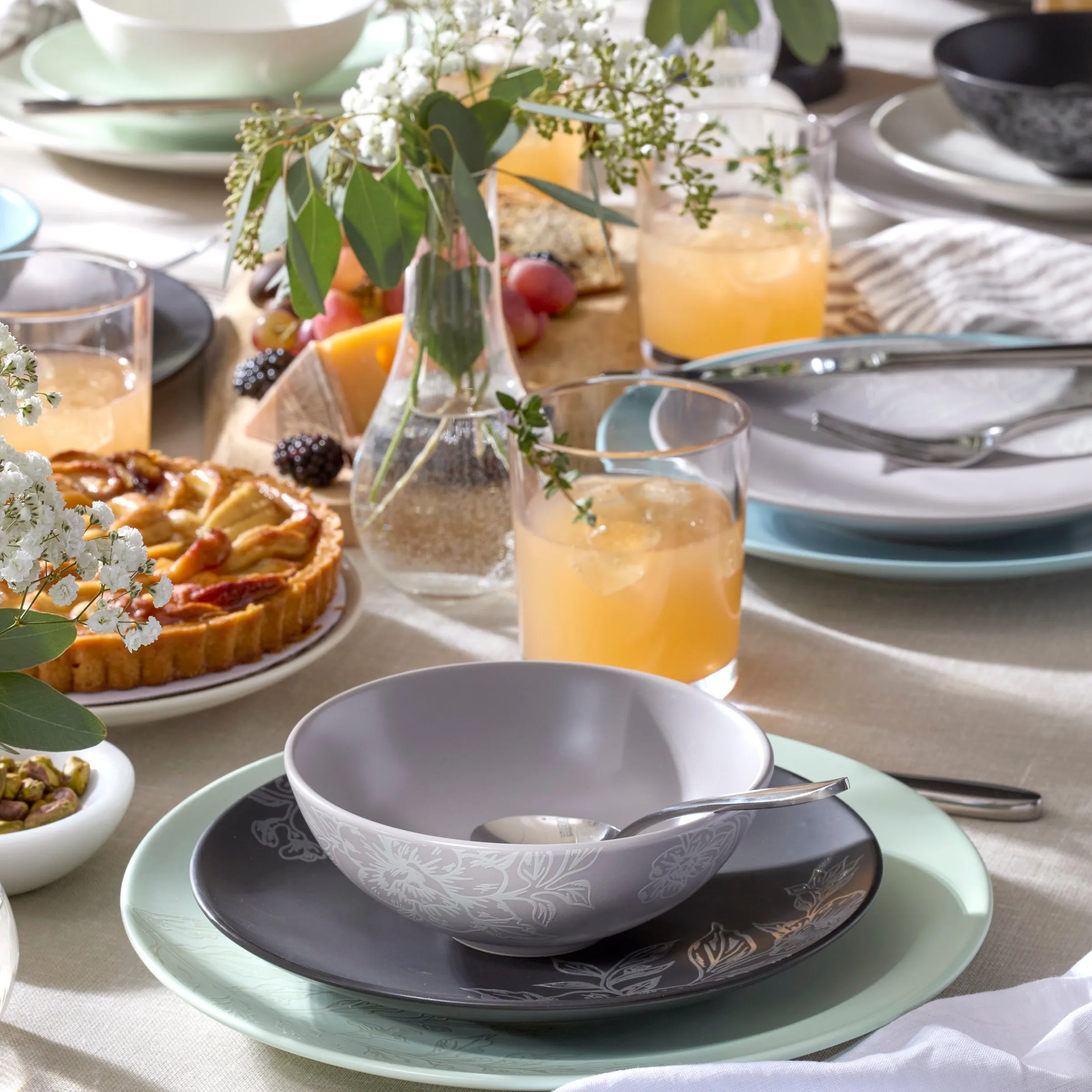 Roseto 12-Piece Dinnerware Set, French Blue