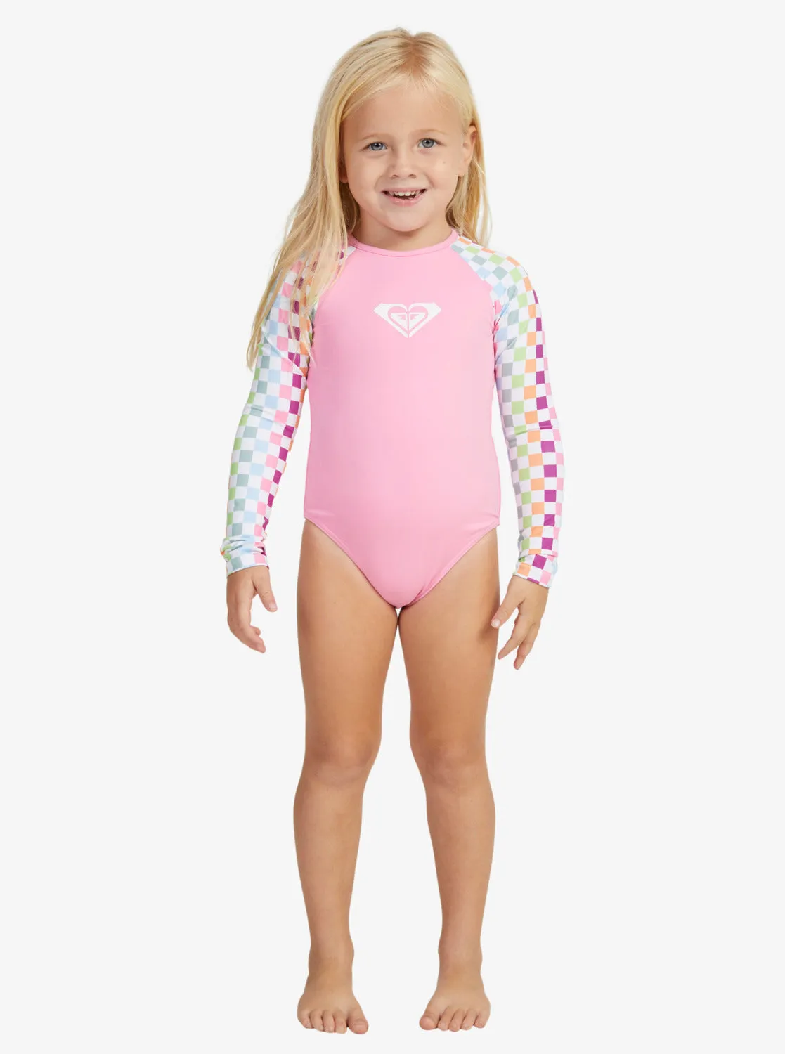 Roxy Rainbow Check LS Onsie - Bright White Check Check