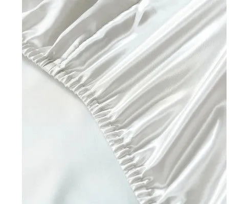 Royal Comfort Satin Sheet Set 3 Piece Fitted Flat Sheet Pillowcases - Silver