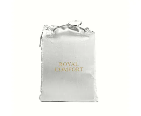 Royal Comfort Satin Sheet Set 3 Piece Fitted Flat Sheet Pillowcases - Silver
