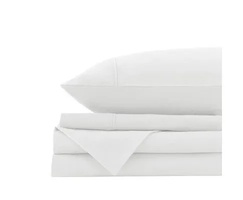 Royal Comfort Vintage Washed 100% Cotton Sheet Set Fitted Flat Sheet Pillowcases - WHITE