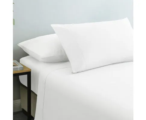Royal Comfort Vintage Washed 100% Cotton Sheet Set Fitted Flat Sheet Pillowcases - WHITE