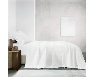 Royal Comfort Vintage Washed 100% Cotton Sheet Set Fitted Flat Sheet Pillowcases - WHITE