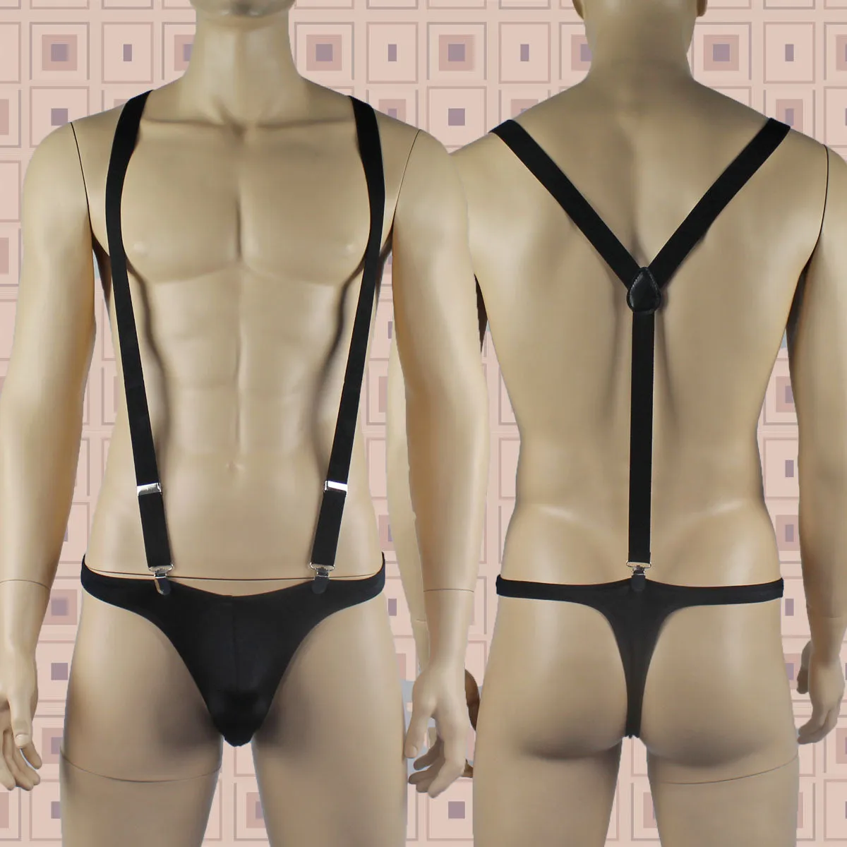 SALE - Stretch Elastic Clip on Suspender Braces Black