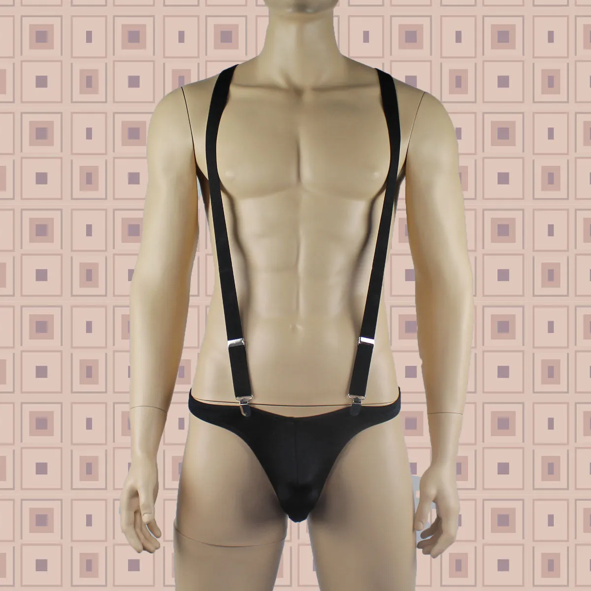 SALE - Stretch Elastic Clip on Suspender Braces Black