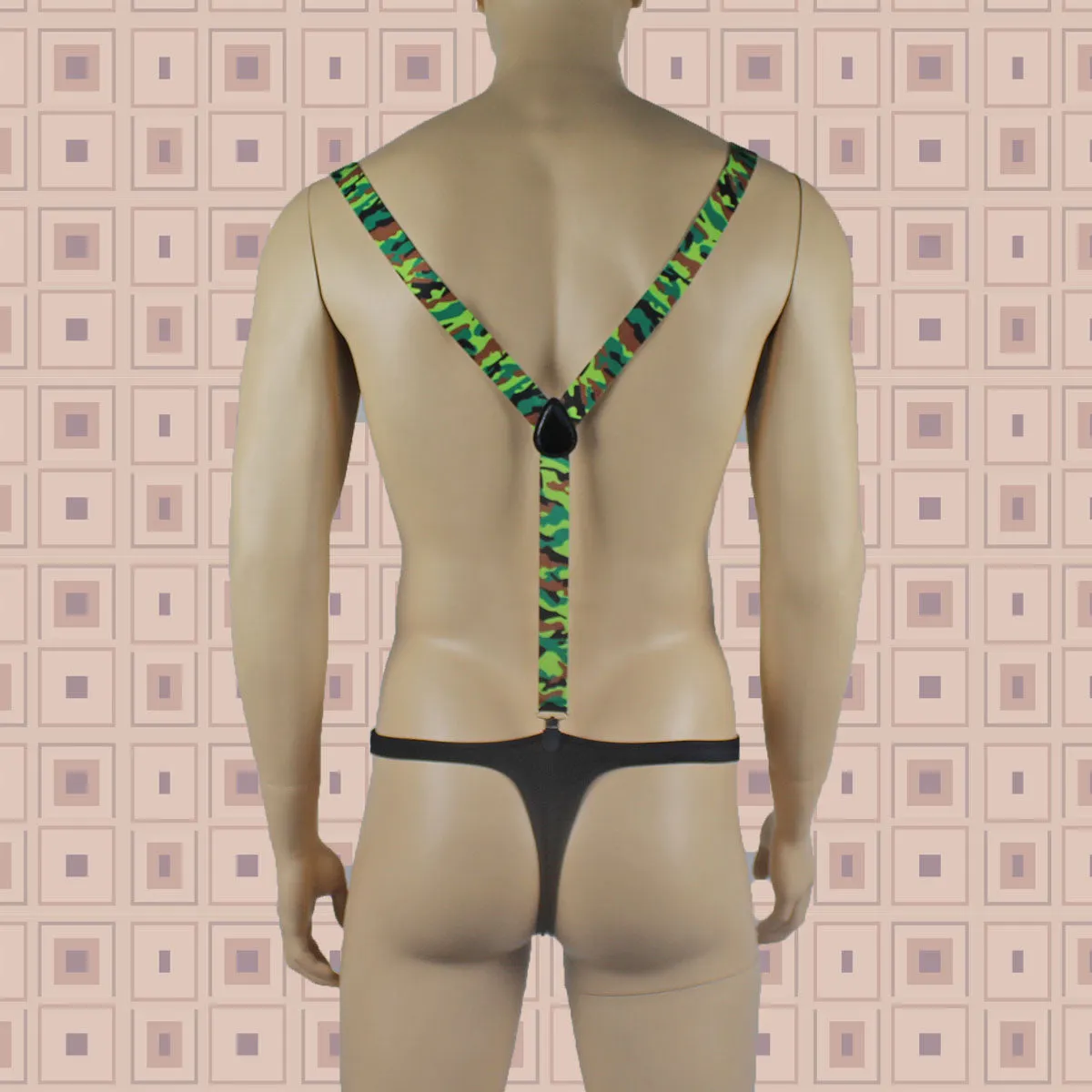 SALE - Stretch Elastic Clip on Suspender Braces Camoflauge