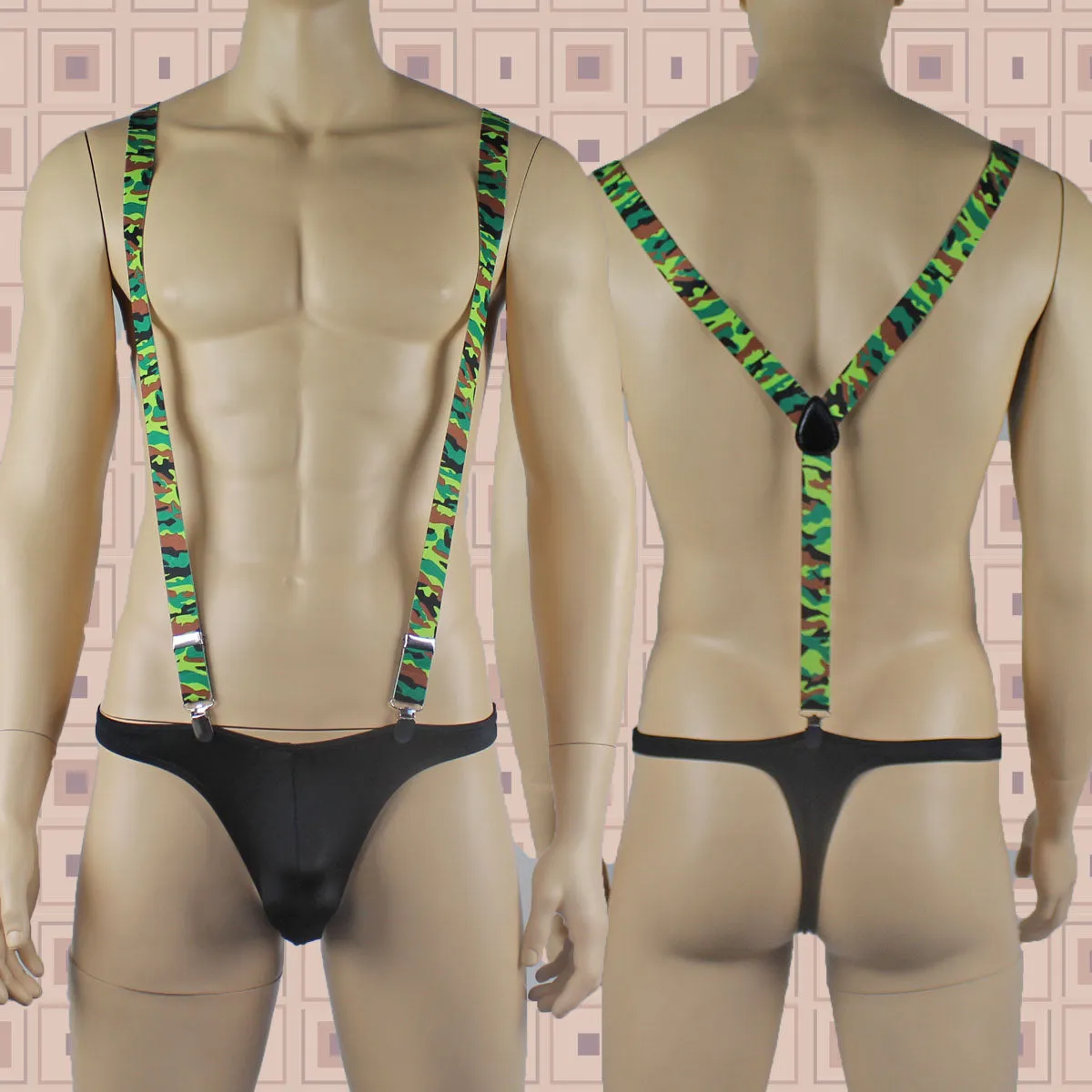 SALE - Stretch Elastic Clip on Suspender Braces Camoflauge