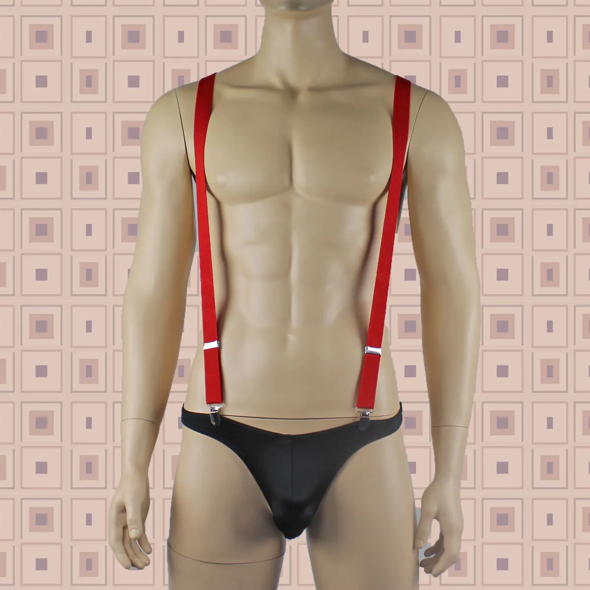SALE - Stretch Elastic Clip on Suspender Braces Red