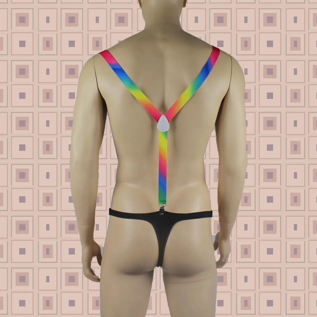 SALE - Stretch Elastic Clip on Suspender Braces Tie Dye Rainbow