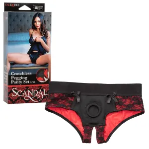 Scandal® Crotchless Pegging Panty Set - S/M