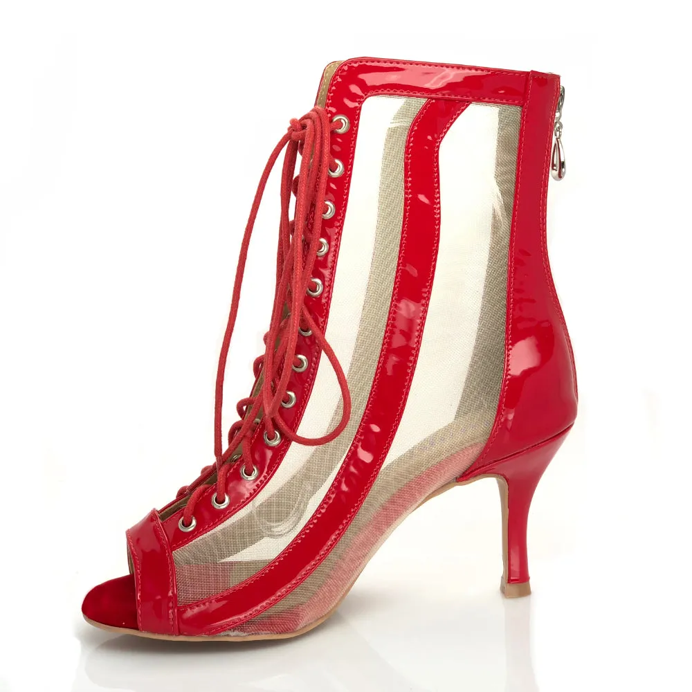 Sierra - Red Vegan Patent - Suede Sole - Dance Floor Only