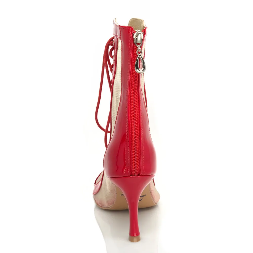 Sierra - Red Vegan Patent - Suede Sole - Dance Floor Only