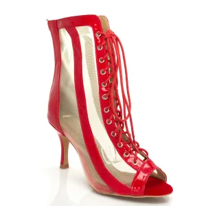 Sierra - Red Vegan Patent - Suede Sole - Dance Floor Only
