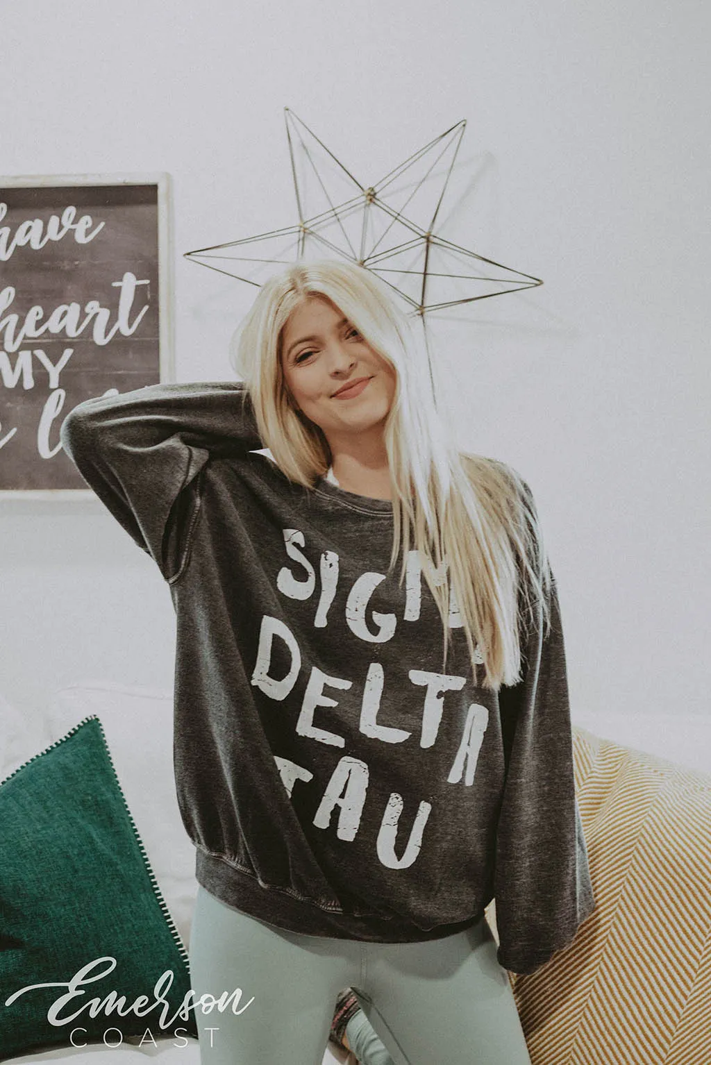 Sigma Delta Tau Gray Bomber Sweatshirt