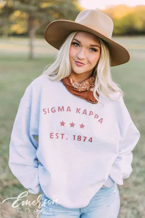 Sigma Kappa Simple Star Ash Gray Sweatshirt