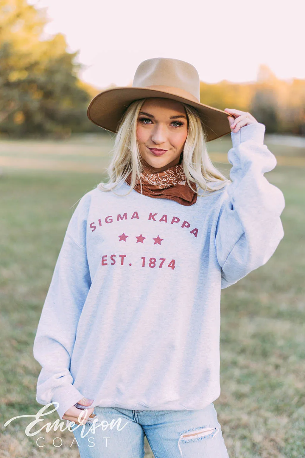 Sigma Kappa Simple Star Ash Gray Sweatshirt