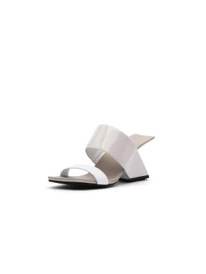 Signature Open-Heel Leather Slide Sandal - Cream