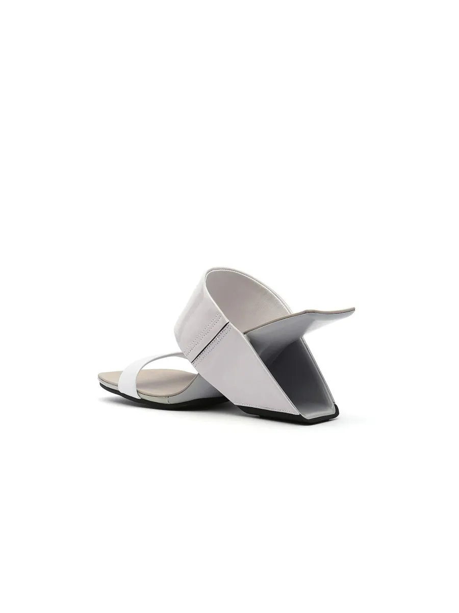 Signature Open-Heel Leather Slide Sandal - Cream