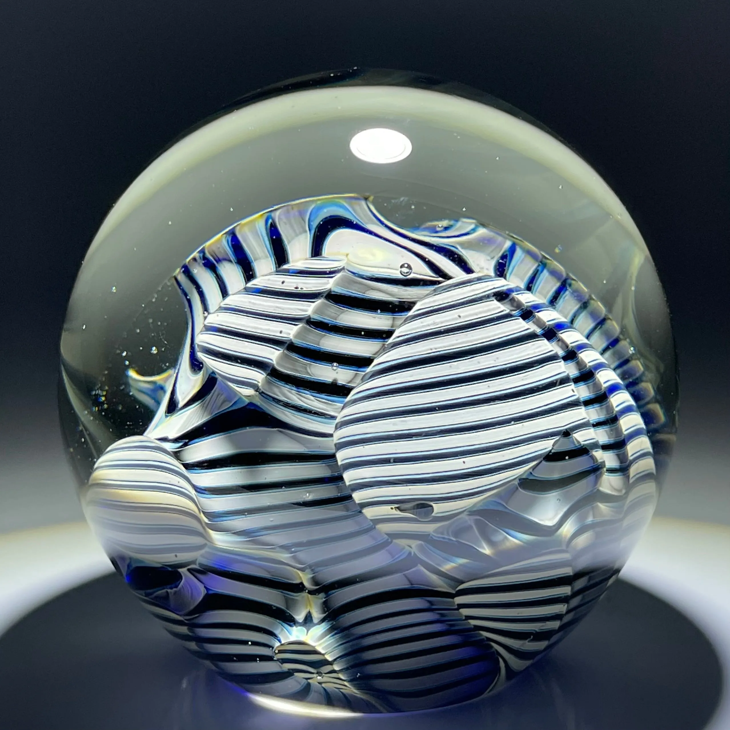 Signed Correia Art Glass Abstract Torchwork Decorated Paperweight