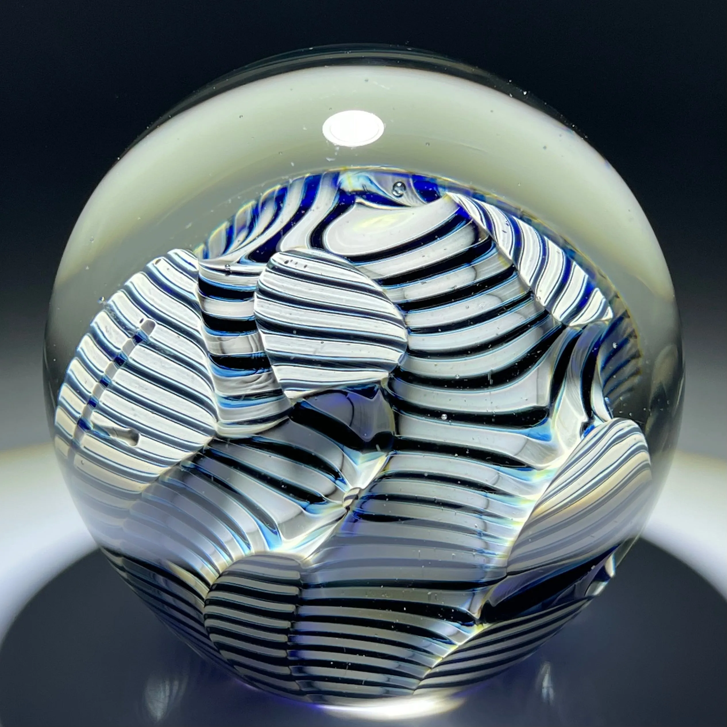 Signed Correia Art Glass Abstract Torchwork Decorated Paperweight