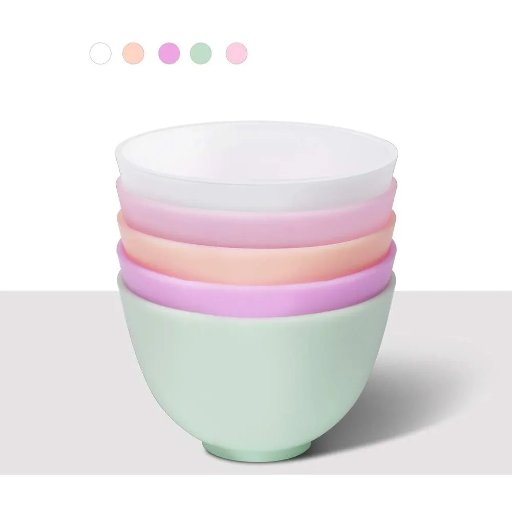 Silicone Facial Mask Mixing Bowls - 4.1" Diameter X 2.8" Tall / Set of 5