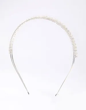 Silver Cubic Zirconia Round Stone Encased Headband