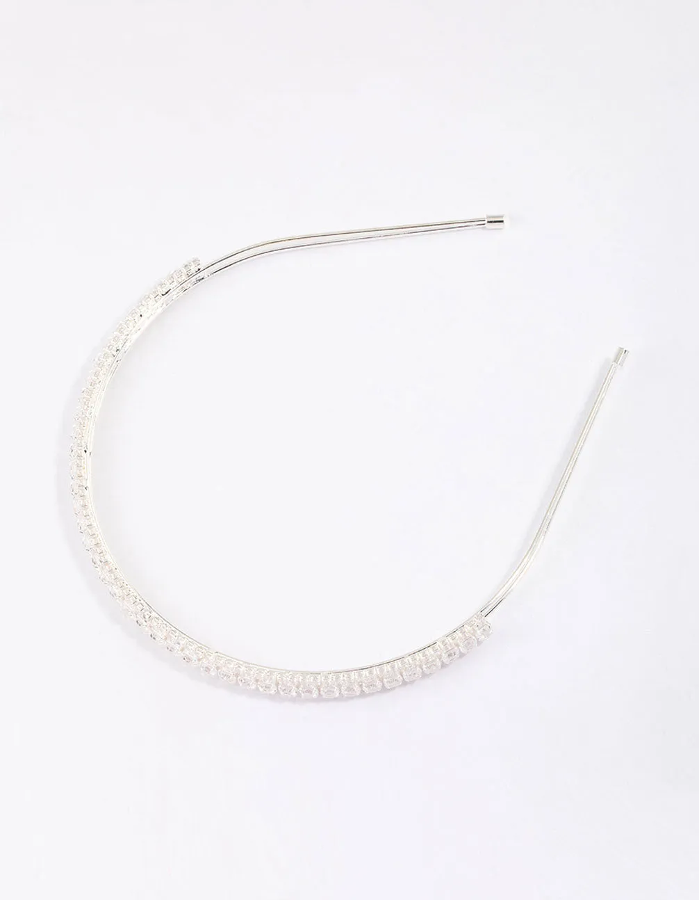 Silver Cubic Zirconia Round Stone Encased Headband