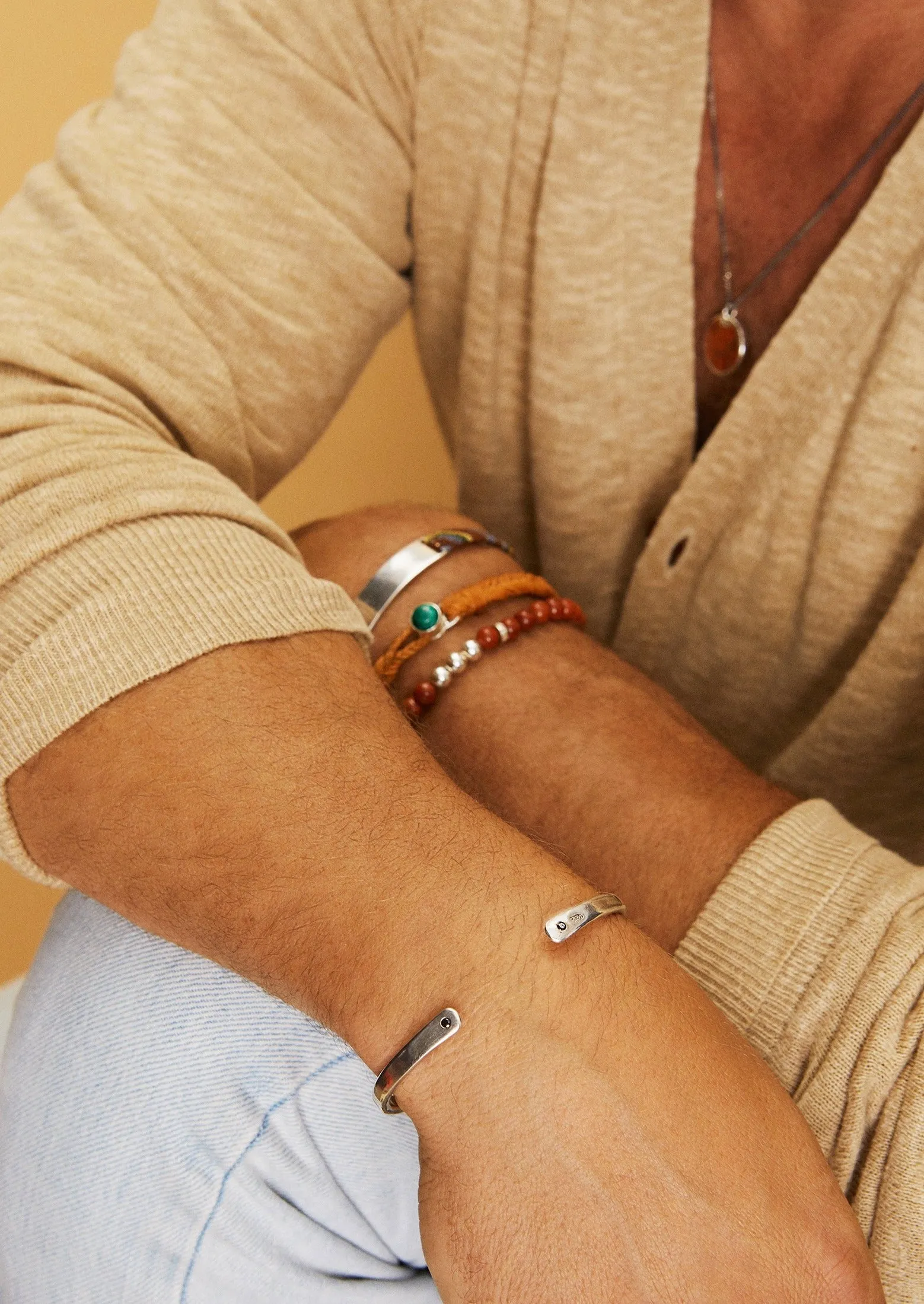 Silver Open Cuff with Black Diamond