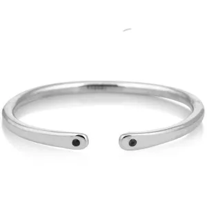 Silver Open Cuff with Black Diamond