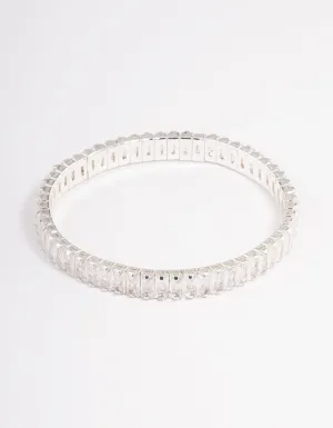 Silver Plated Stretch Baguette Bracelet