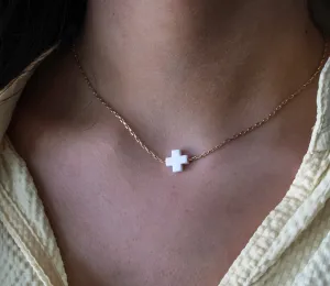 Simple Blessings Cross Necklace • White