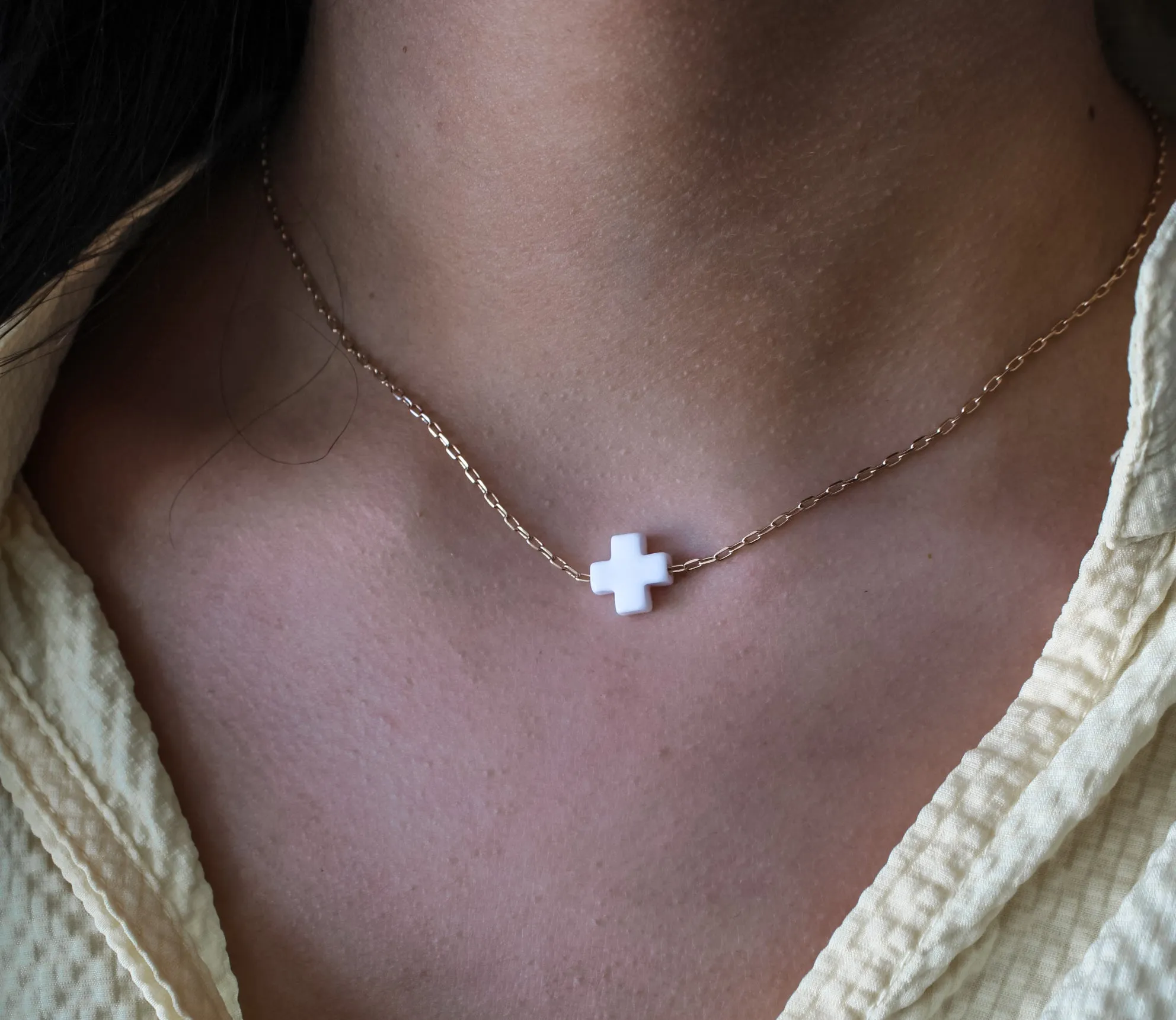 Simple Blessings Cross Necklace • White