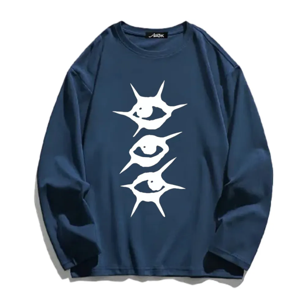 Simple Eyes Print Long Sleeve Shirt