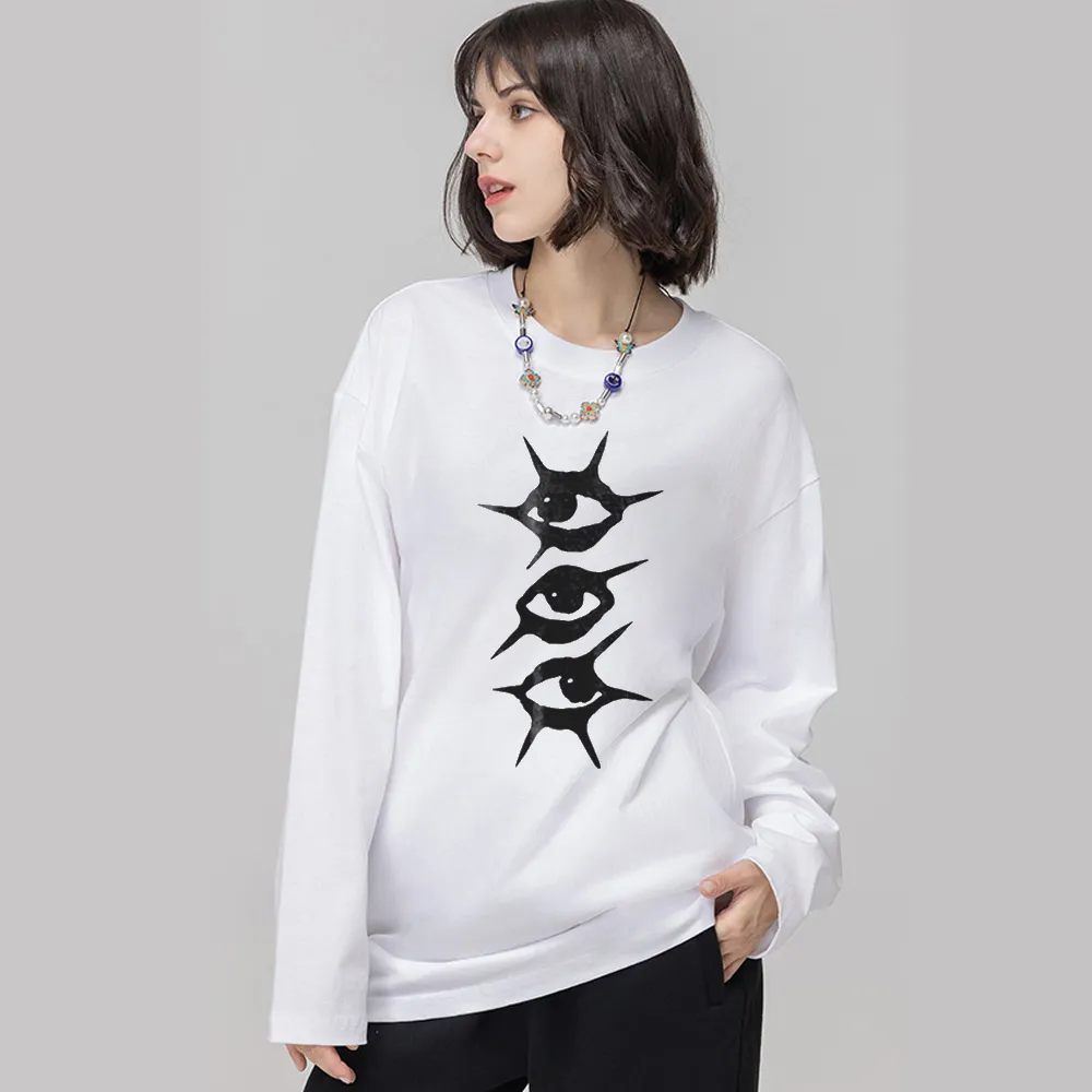 Simple Eyes Print Long Sleeve Shirt