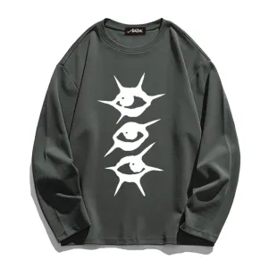 Simple Eyes Print Long Sleeve Shirt