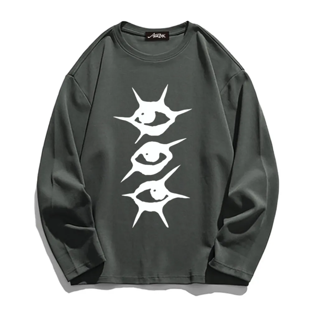 Simple Eyes Print Long Sleeve Shirt