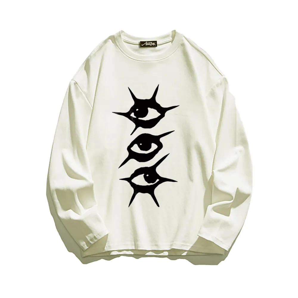 Simple Eyes Print Long Sleeve Shirt