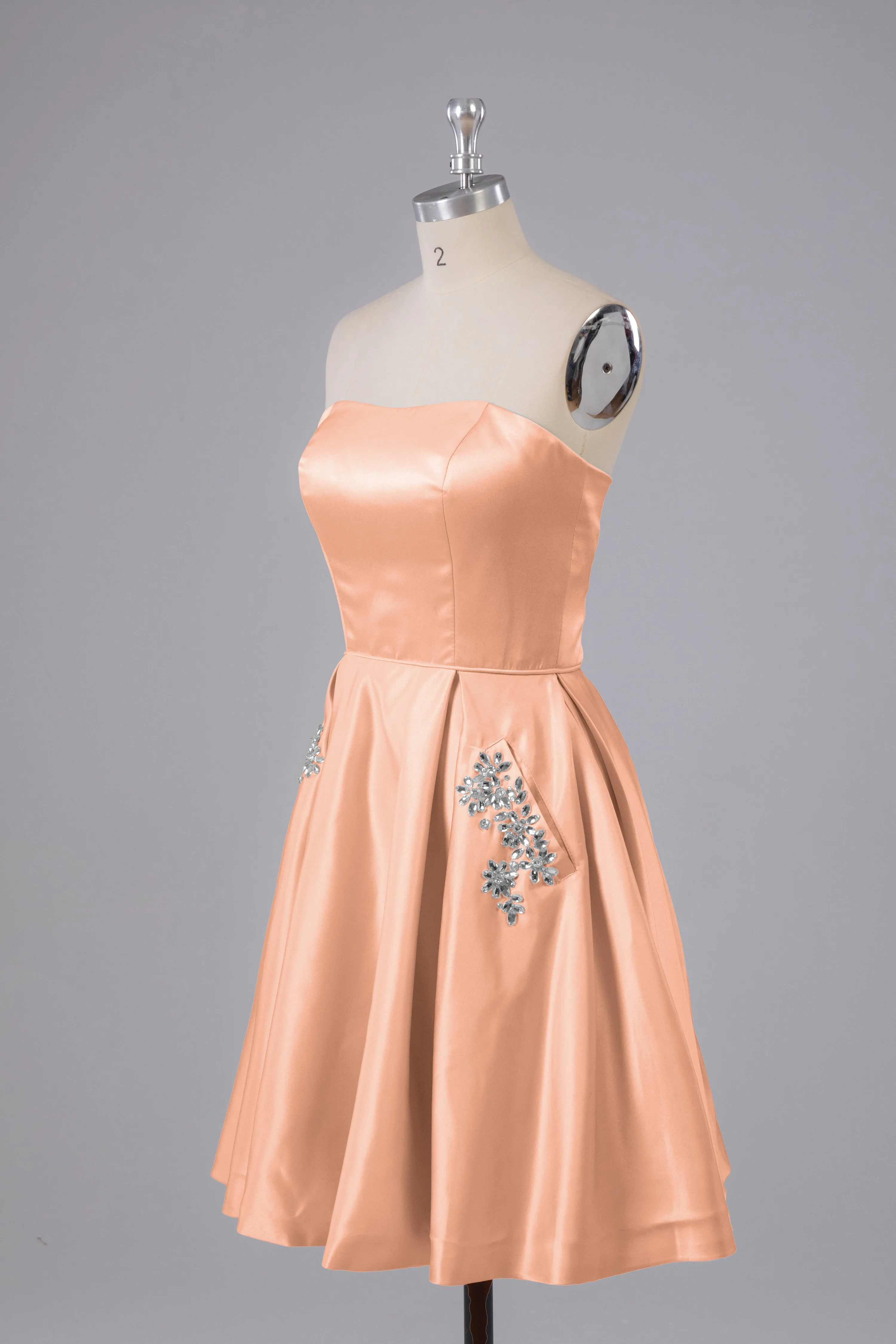 Simple Off The Shoulder Satin Short Bridesmaid Dresses