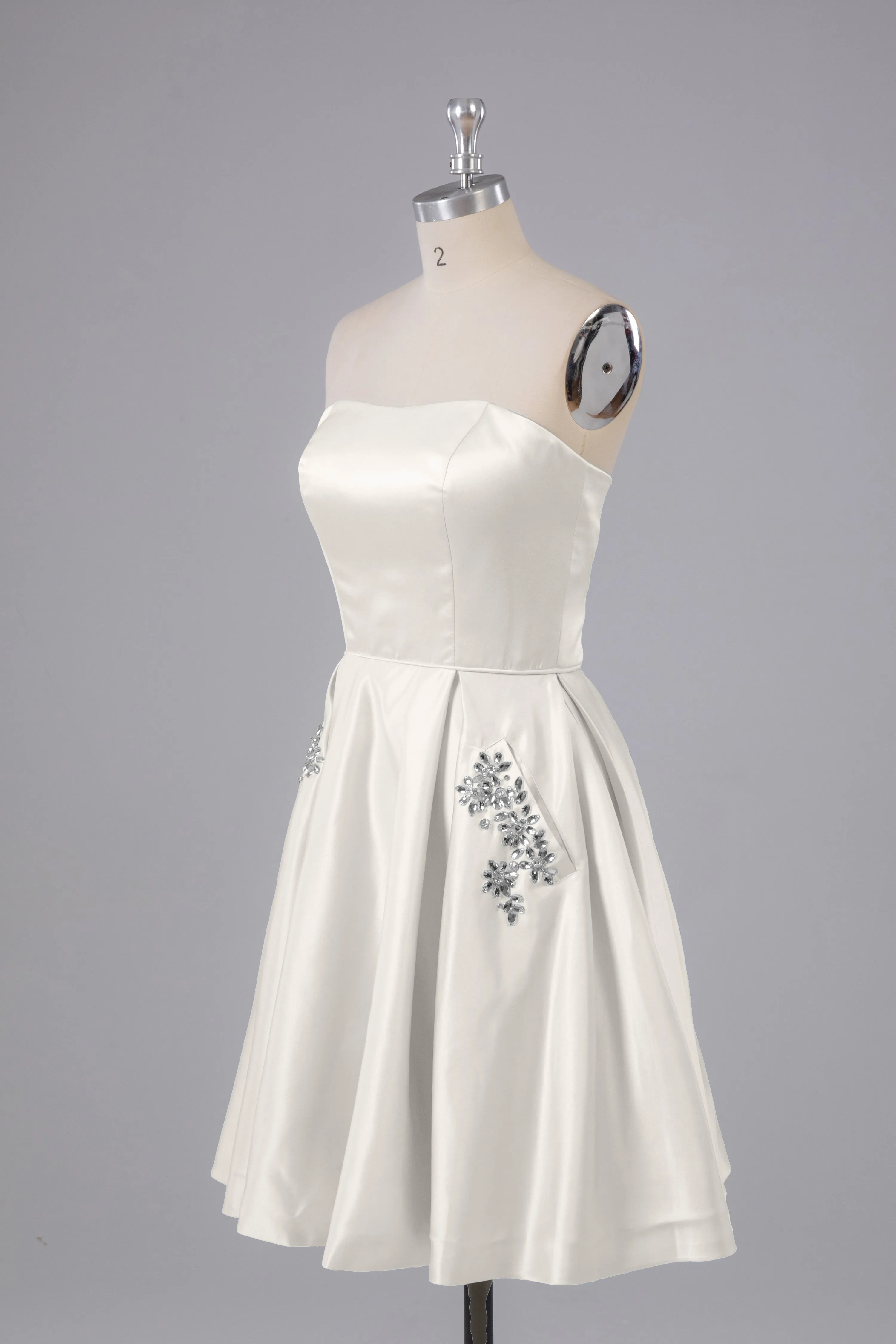 Simple Off The Shoulder Satin Short Bridesmaid Dresses
