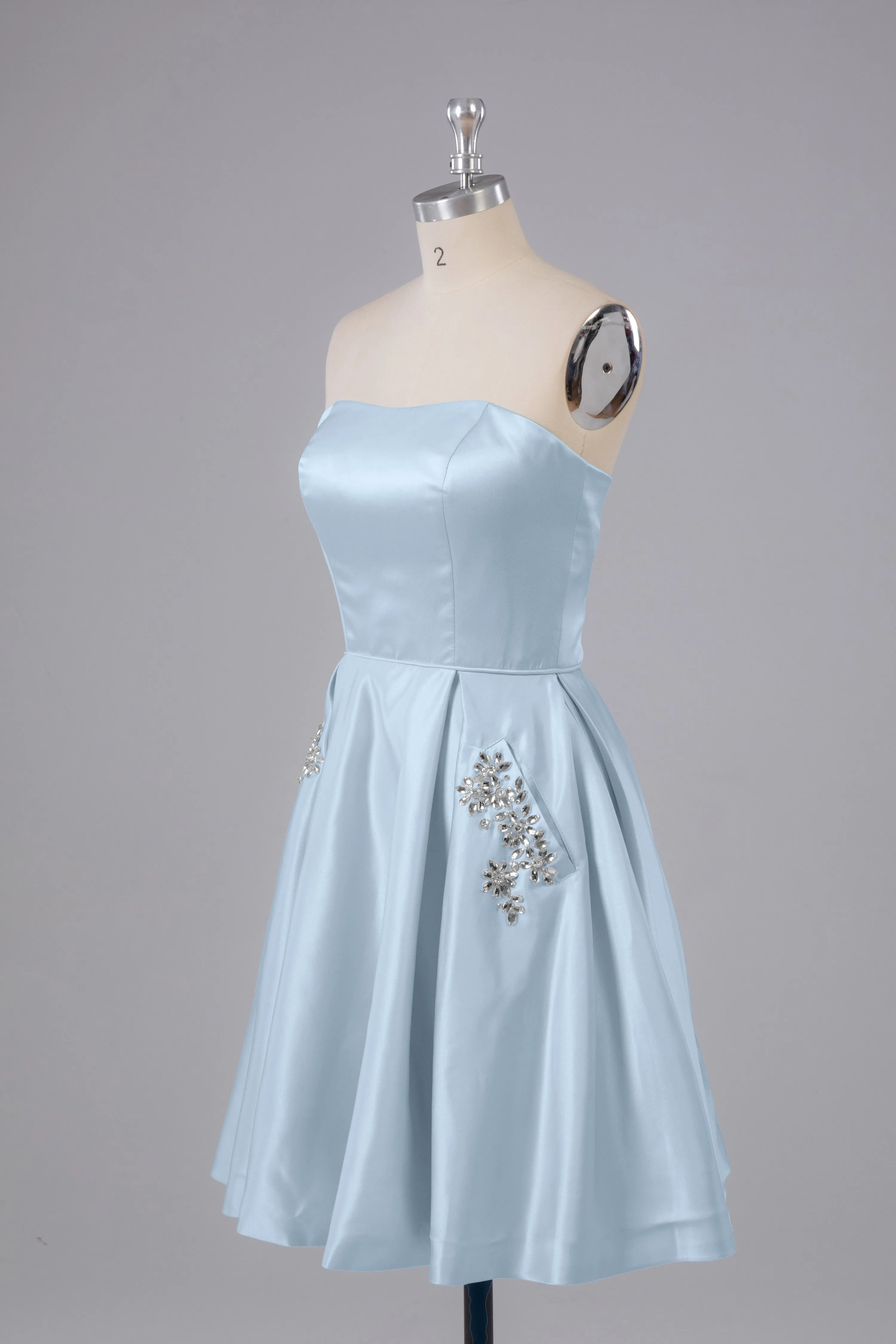 Simple Off The Shoulder Satin Short Bridesmaid Dresses